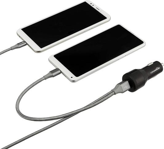 USB C 18W with Power Delivery and 12W USB a Car Charger, Black